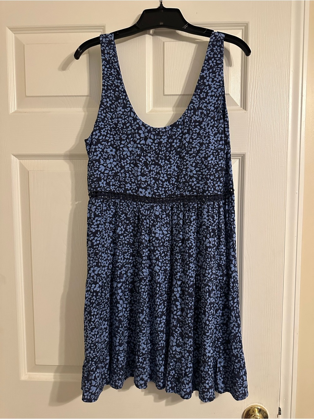 Blue Floral Sleeveless Summer Dress
